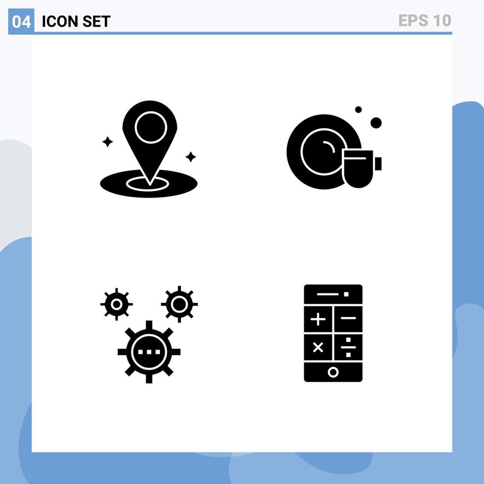 4 icônes créatives signes et symboles modernes d'idées de localisation calculateur de codage plat éléments de conception vectoriels modifiables vecteur