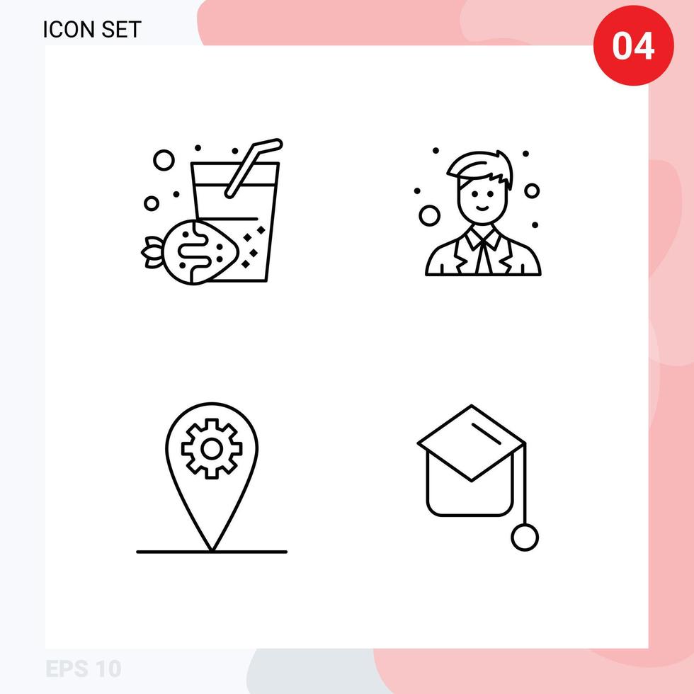 pack d'icônes vectorielles stock de 4 signes et symboles de ligne pour les éléments de conception vectoriels modifiables vecteur