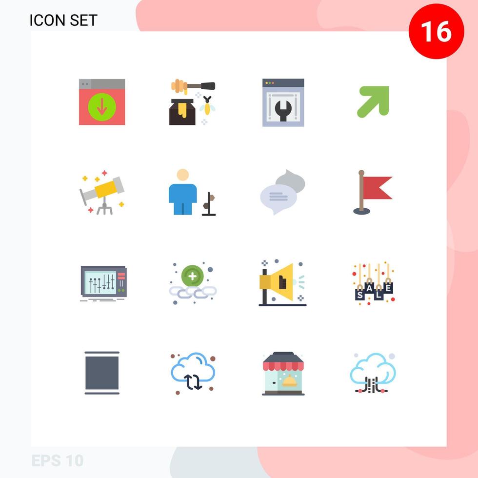 16 icônes créatives signes et symboles modernes de l'espace à droite pack modifiable de maintenance web d'éléments de conception de vecteur créatif
