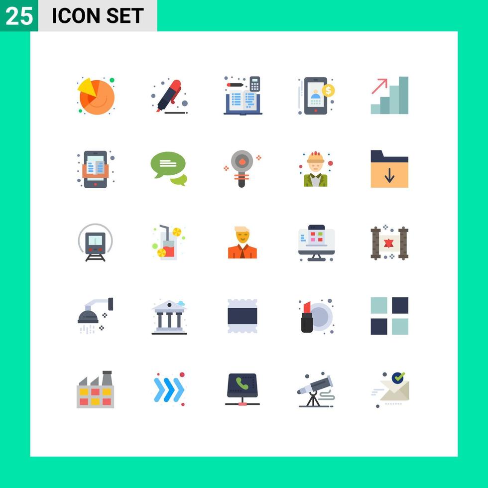 interface mobile jeu de couleurs plates de 25 pictogrammes de marqueur de comptabilité utilisateur comptes comptables éléments de conception vectoriels modifiables vecteur