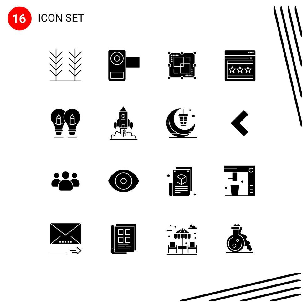 16 icônes créatives signes et symboles modernes de solution ampoule diviser la page web seo éléments de conception vectoriels modifiables vecteur