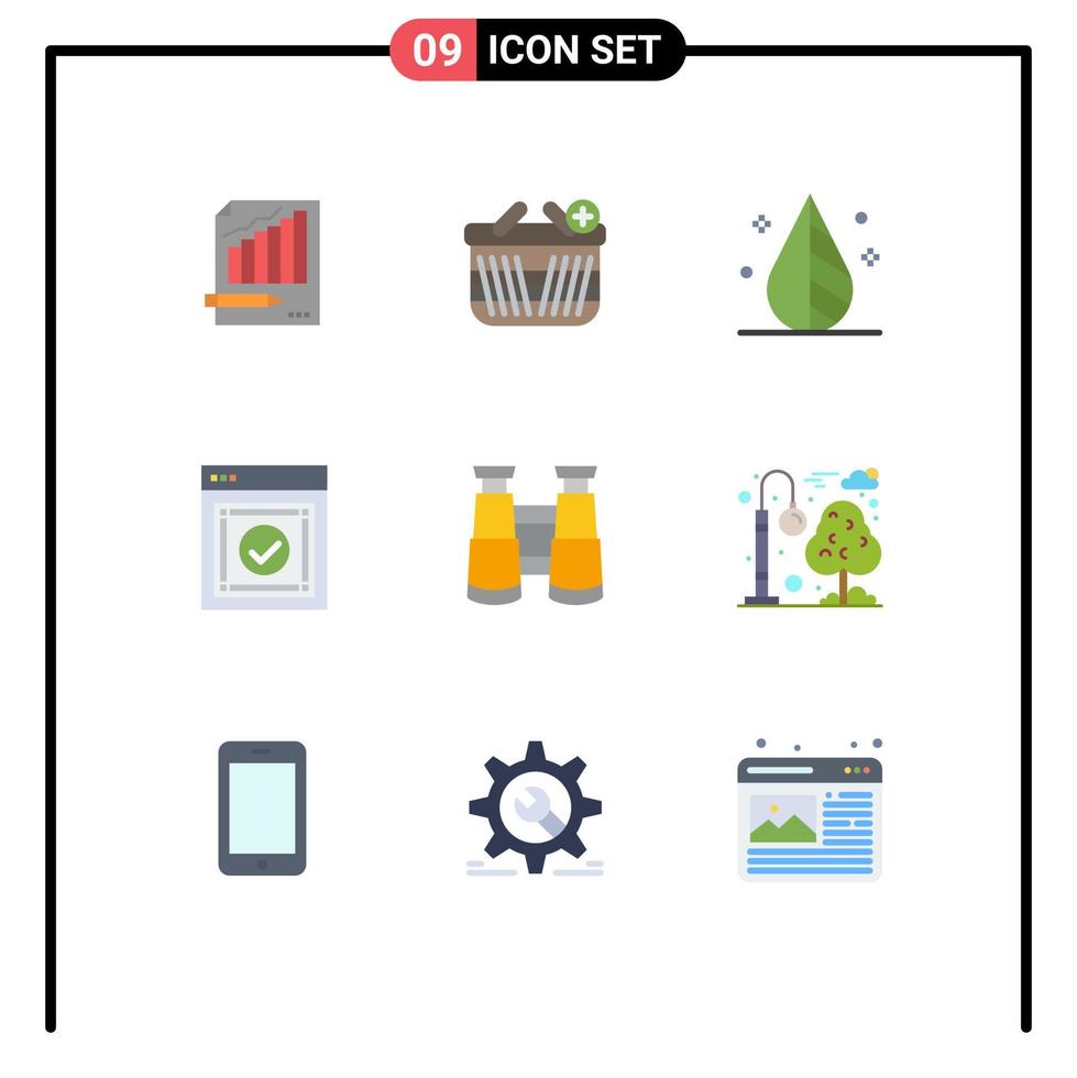 9 concept de couleur plate pour les sites Web mobile et applications message de réussite conception d'outil de commerce électronique éléments de conception vectoriels modifiables vecteur