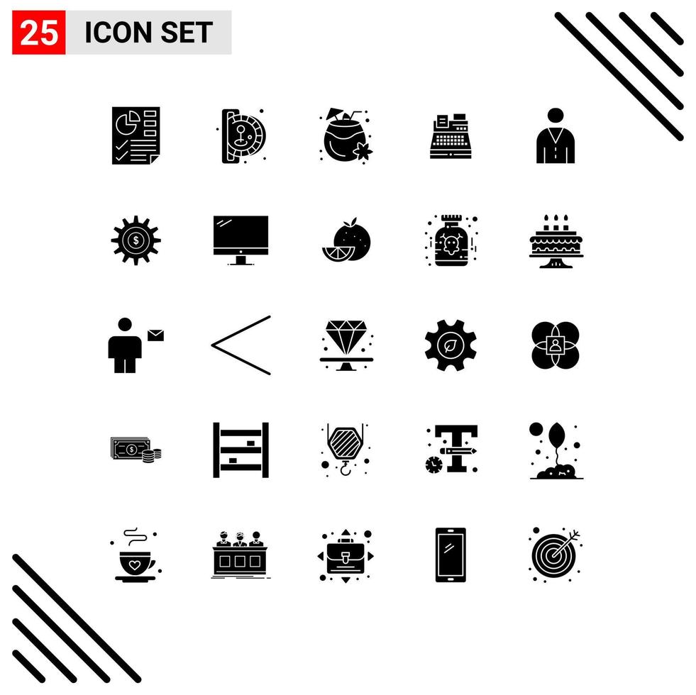 25 icônes créatives signes et symboles modernes de shopping humain imprimante de noix de coco fax éléments de conception vectoriels modifiables vecteur