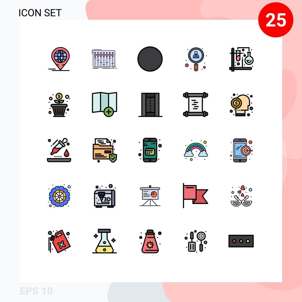 ensemble de 25 symboles d'icônes d'interface utilisateur modernes signes pour le travail de test studio utilisateur employé éléments de conception vectoriels modifiables vecteur