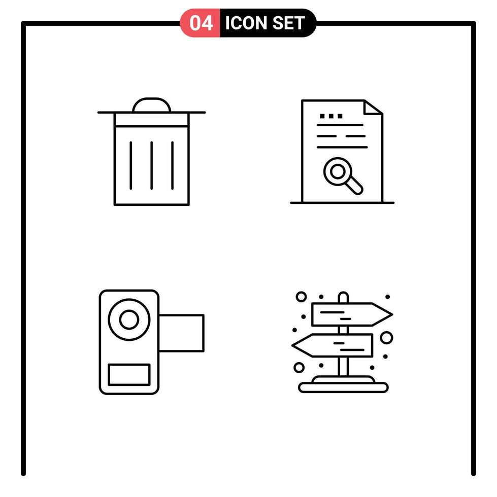 4 couleurs plates universelles remplies pour les applications Web et mobiles fichier de contenu de film de base éléments de conception vectoriels modifiables de film vecteur