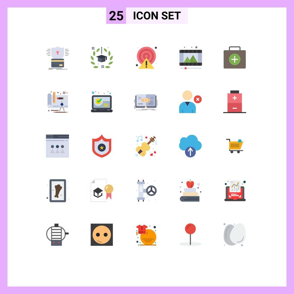 25 interface utilisateur pack de couleurs plates de signes et symboles modernes de reel play store graduation play cercle éléments de conception vectoriels modifiables vecteur