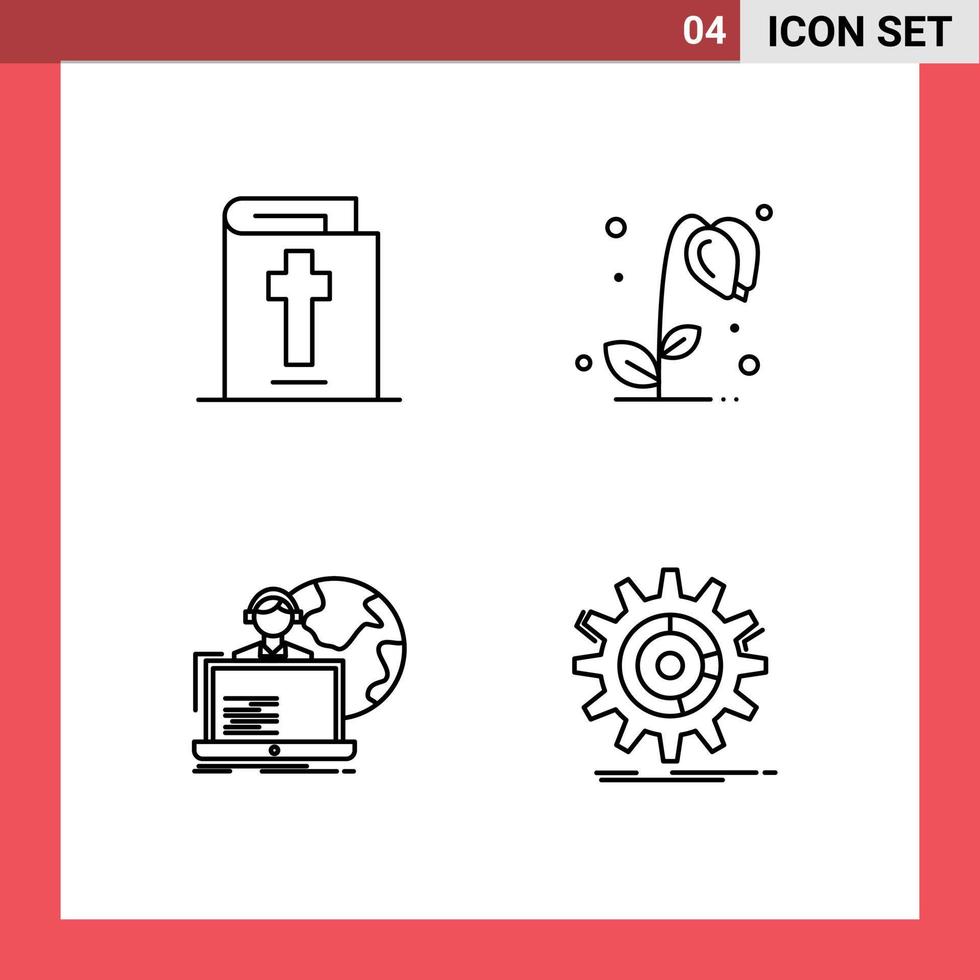 pack d'interface utilisateur de 4 couleurs plates de base remplies d'éléments de conception vectoriels modifiables en ligne de printemps de fleurs de soleil d'allocation biblique vecteur