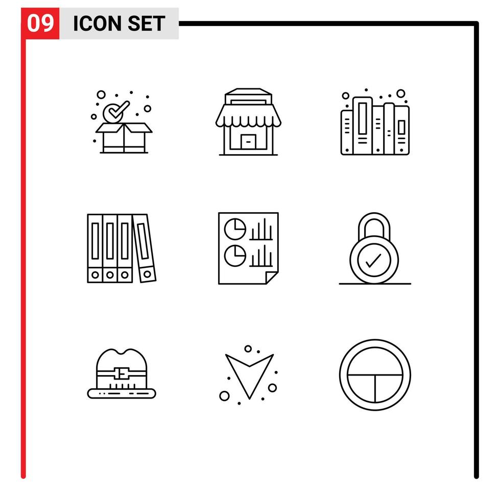 interface utilisateur pack de 9 contours de base du dossier de données de document de rapport éléments de conception vectoriels modifiables vecteur