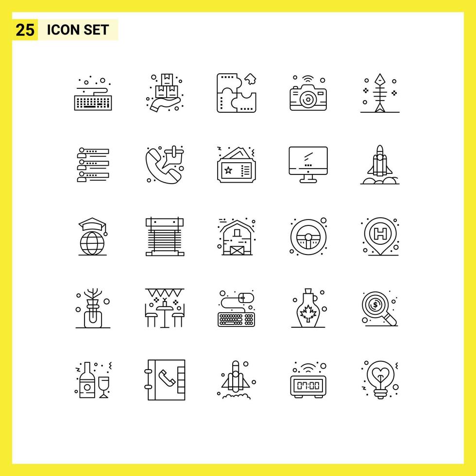 groupe de 25 lignes modernes définies pour l'application internet wifi image puzzle éléments de conception vectoriels modifiables vecteur