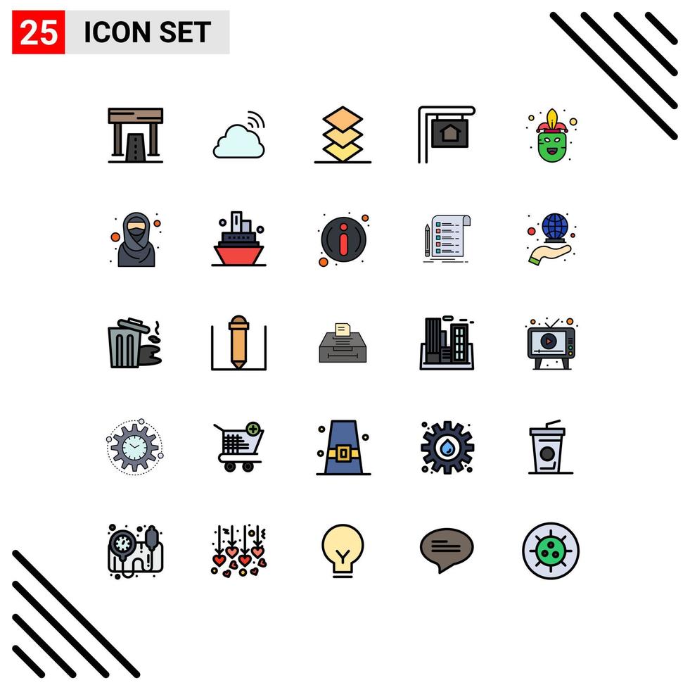 ensemble de 25 symboles d'icônes d'interface utilisateur modernes signes pour signe de costume printemps maison pile éléments de conception vectoriels modifiables vecteur