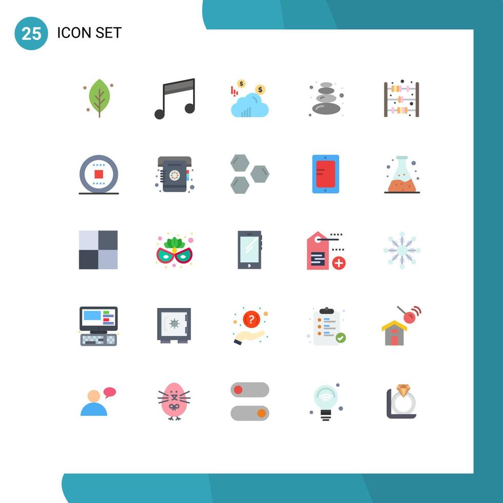 25 interface utilisateur pack de couleurs plates de signes et symboles modernes de contrôle bébé nuage boulier jouet lotus éléments de conception vectoriels modifiables vecteur