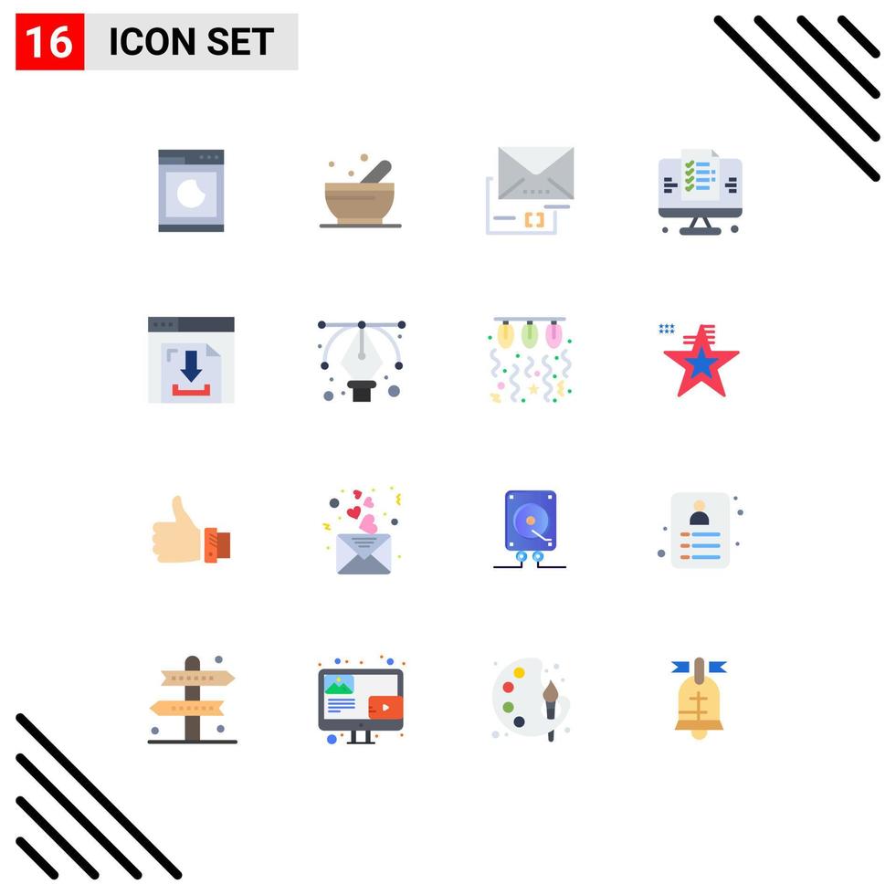 16 interface utilisateur pack de couleurs plates de signes et symboles modernes de flèches internet document page de site web pack modifiable d'éléments de conception de vecteur créatif