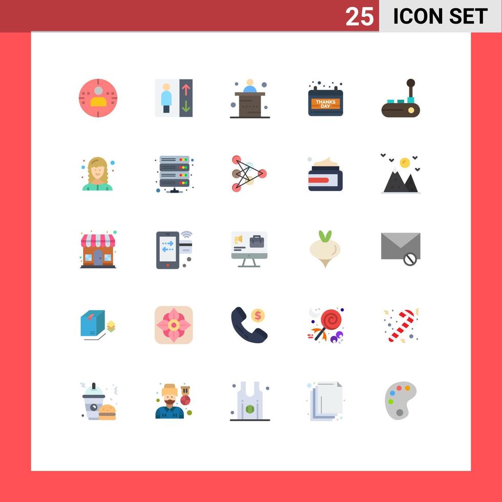 25 interface utilisateur pack de couleurs plates de signes et symboles modernes de joy pad joy pad office controller day éléments de conception vectoriels modifiables vecteur