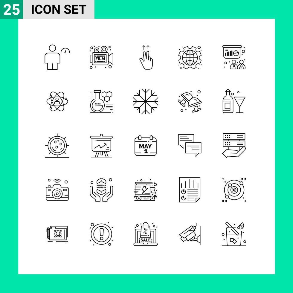 groupe de 25 lignes de signes et de symboles pour les éléments de conception vectoriels modifiables vecteur