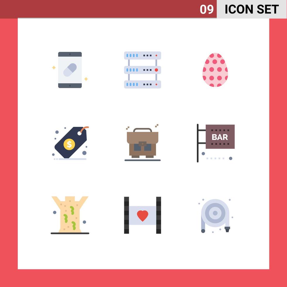 interface mobile ensemble de 9 pictogrammes d'éléments de conception vectoriels modifiables d'œufs de gestion de stockage en dollars d'interface mobile vecteur