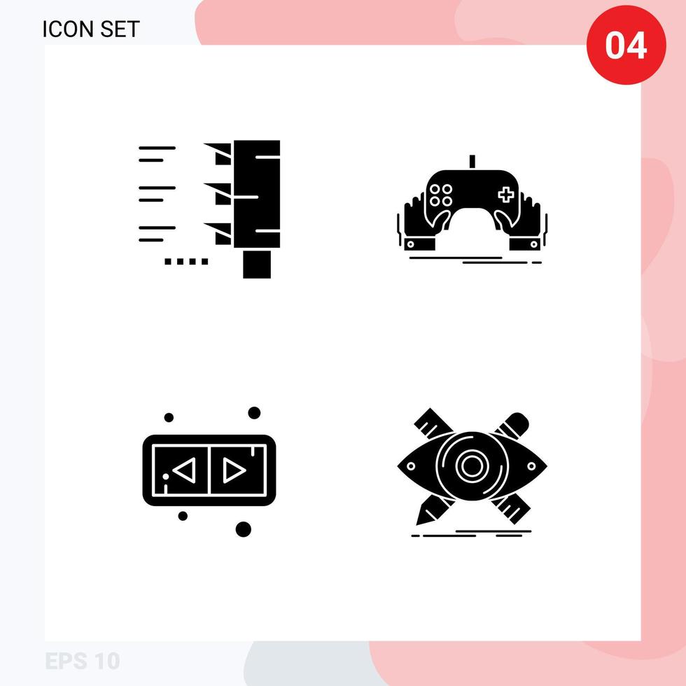 4 pack de glyphes solides de l'interface utilisateur de signes et symboles modernes de la circulation flip game entertainment design éléments de conception vectoriels modifiables vecteur