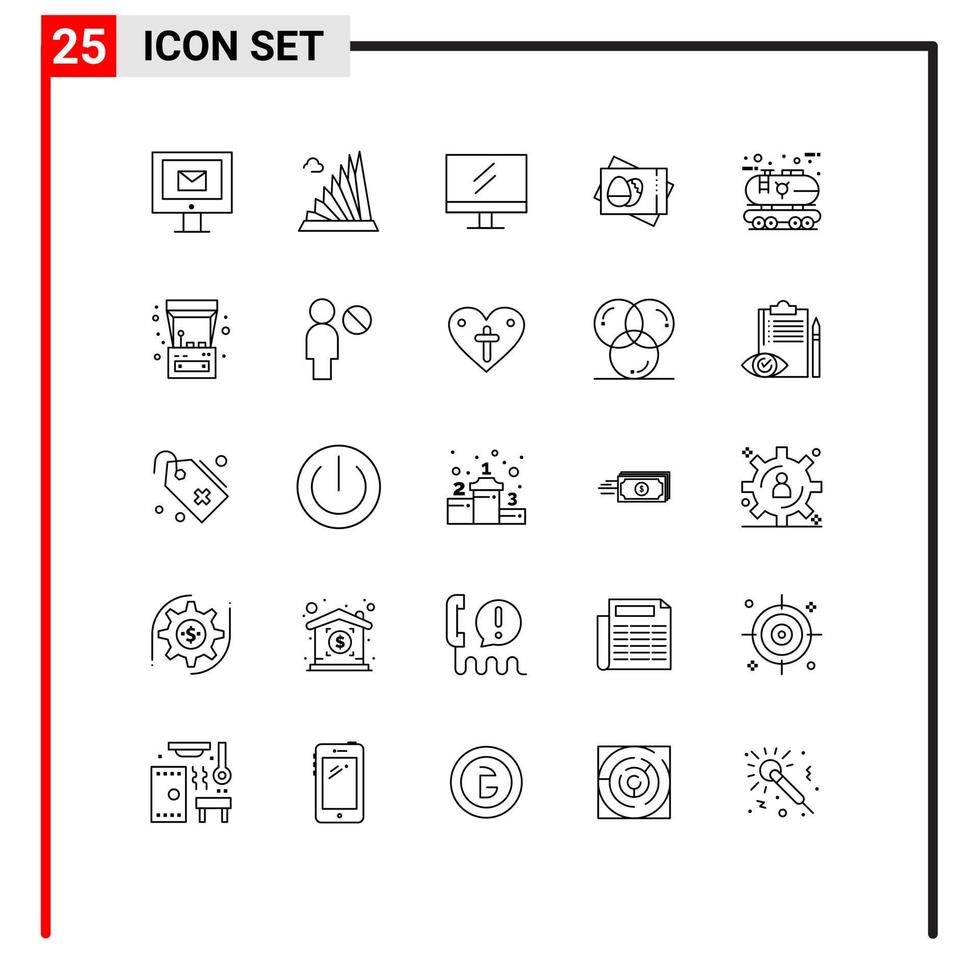 icône universelle symboles groupe de 25 lignes modernes de carte économique martyrs pâques passboard éléments de conception vectoriels modifiables vecteur