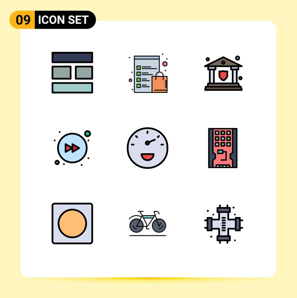 ensemble de 9 symboles d'icônes d'interface utilisateur modernes signes pour la banque de jauge de vitesse flèche droite éléments de conception vectoriels modifiables vecteur