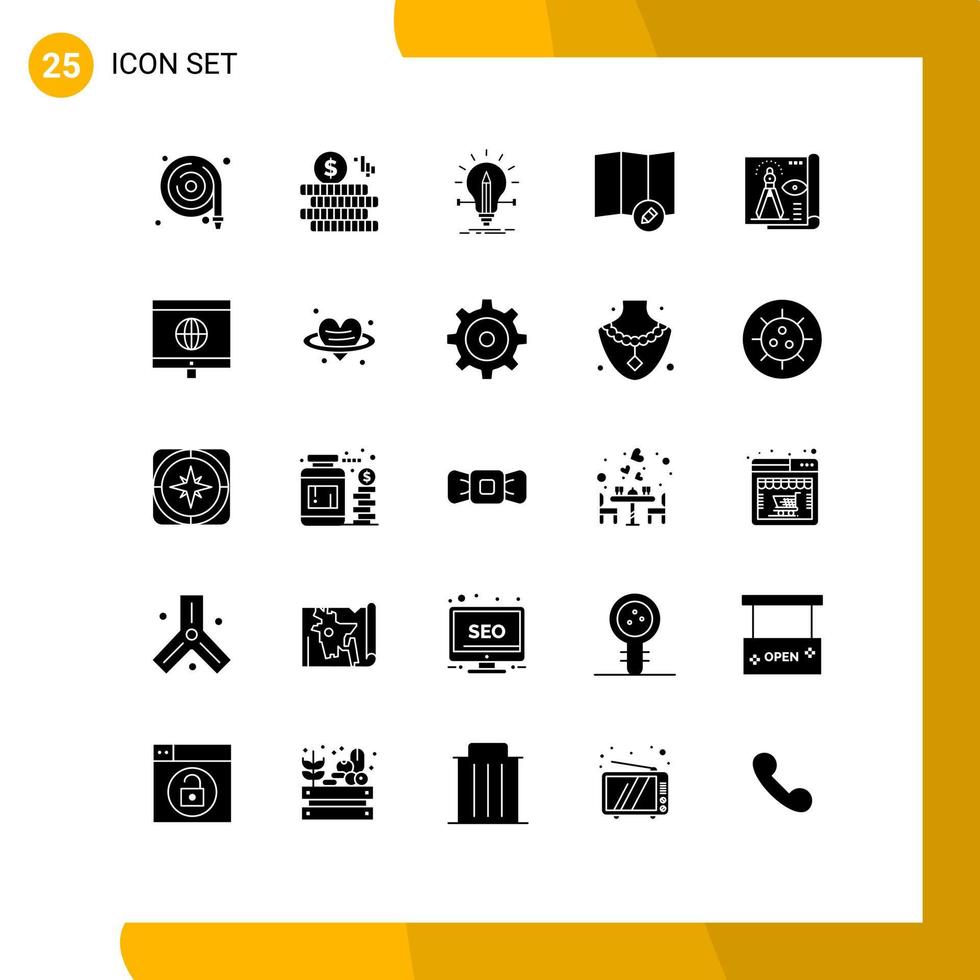 ensemble de 25 symboles d'icônes d'interface utilisateur modernes signes pour la conception créative de document papier modifier les éléments de conception vectoriels modifiables vecteur