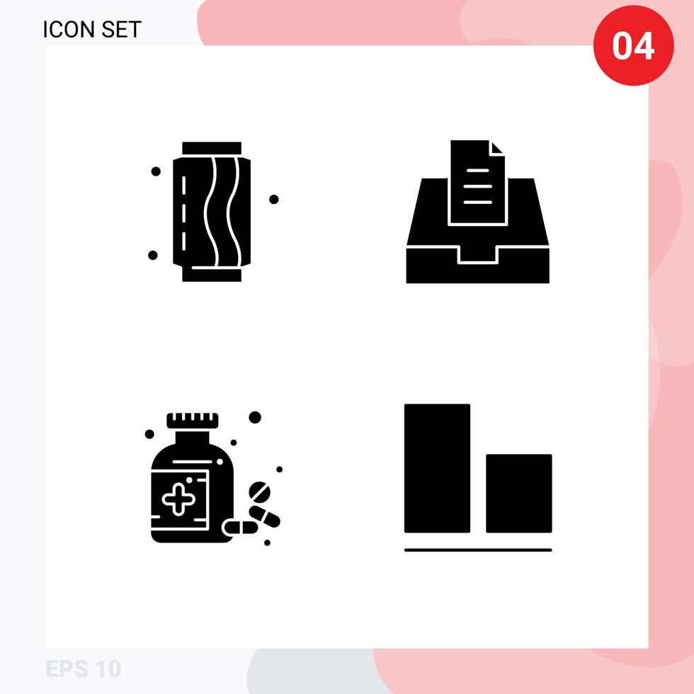 ensemble de 4 symboles d'icônes d'interface utilisateur modernes signes pour peut médecine alimentaire courrier tablette éléments de conception vectoriels modifiables vecteur