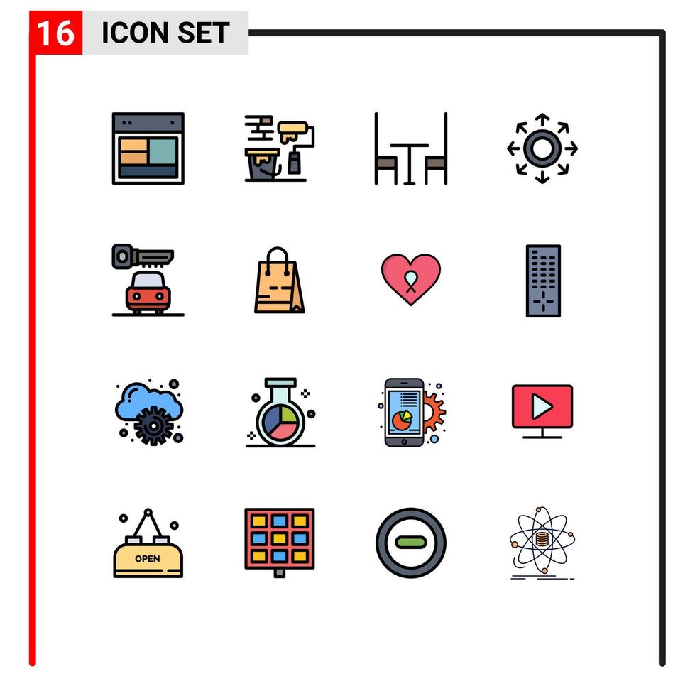pack d'icônes vectorielles stock de 16 signes et symboles de ligne pour les éléments de conception vectoriels créatifs modifiables du réseau de cercle de brosse à flèche clé vecteur