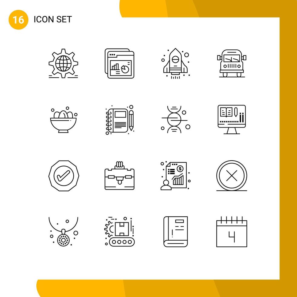 groupe de 16 contours modernes pour bol véhicule web van démarrage éléments de conception vectoriels modifiables vecteur