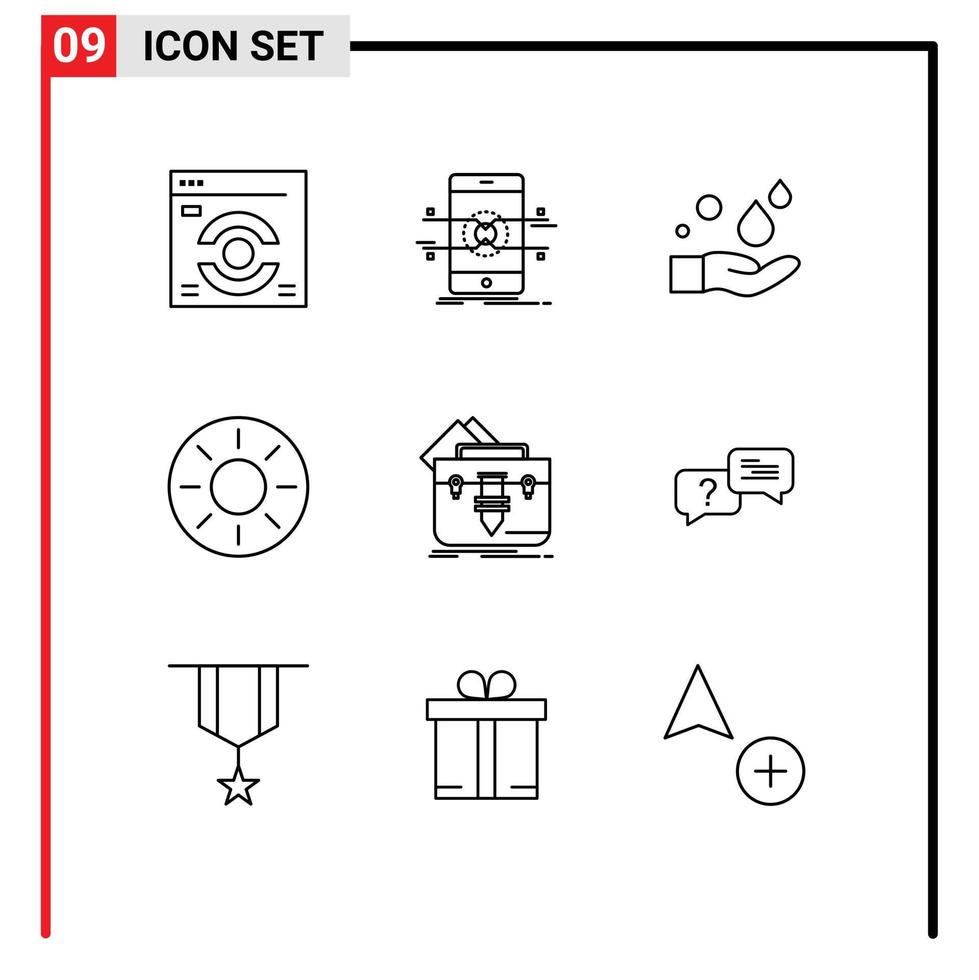 pack d'icônes vectorielles stock de 9 signes et symboles de ligne pour le portefeuille kiwi nettoyage des éléments de conception vectoriels modifiables de fruits sains vecteur