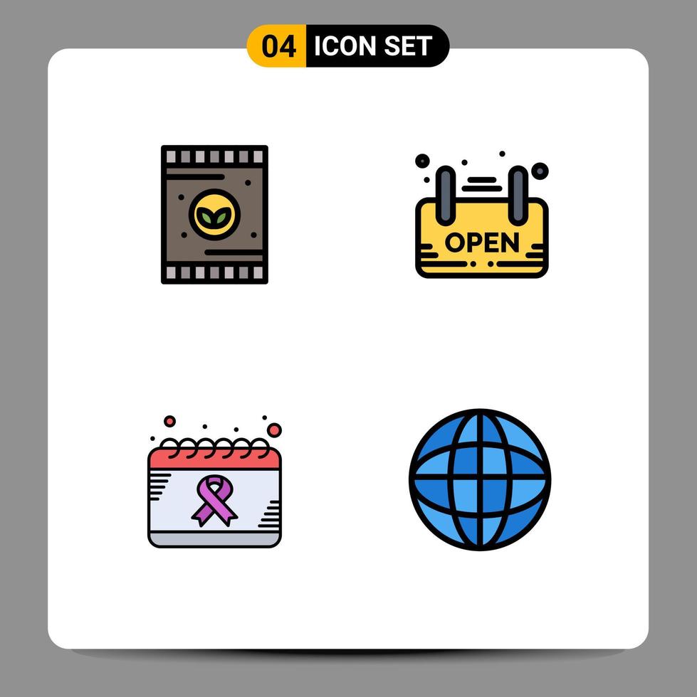 ensemble de 4 symboles d'icônes d'interface utilisateur modernes signes pour l'agriculture cancer sol signalisation santé éléments de conception vectoriels modifiables vecteur