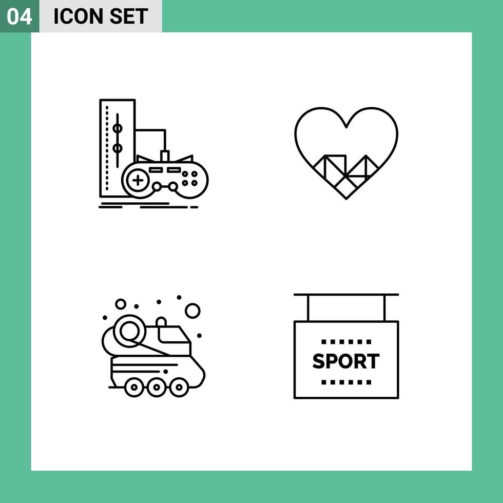 4 icônes créatives signes et symboles modernes du jeu automobile jeu amour espace voiture éléments de conception vectoriels modifiables vecteur