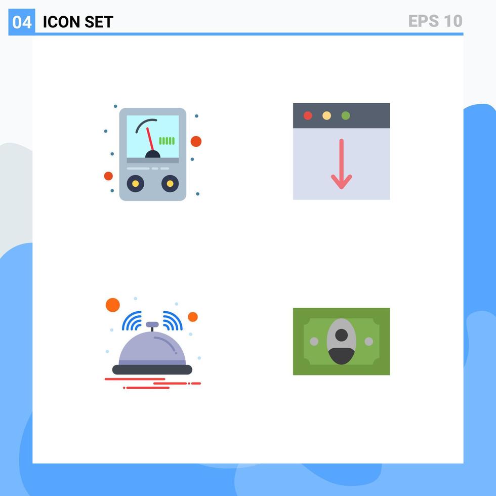 4 concept d'icône plate pour les sites Web mobiles et les applications application de notification d'ampères mac cash éléments de conception vectoriels modifiables vecteur