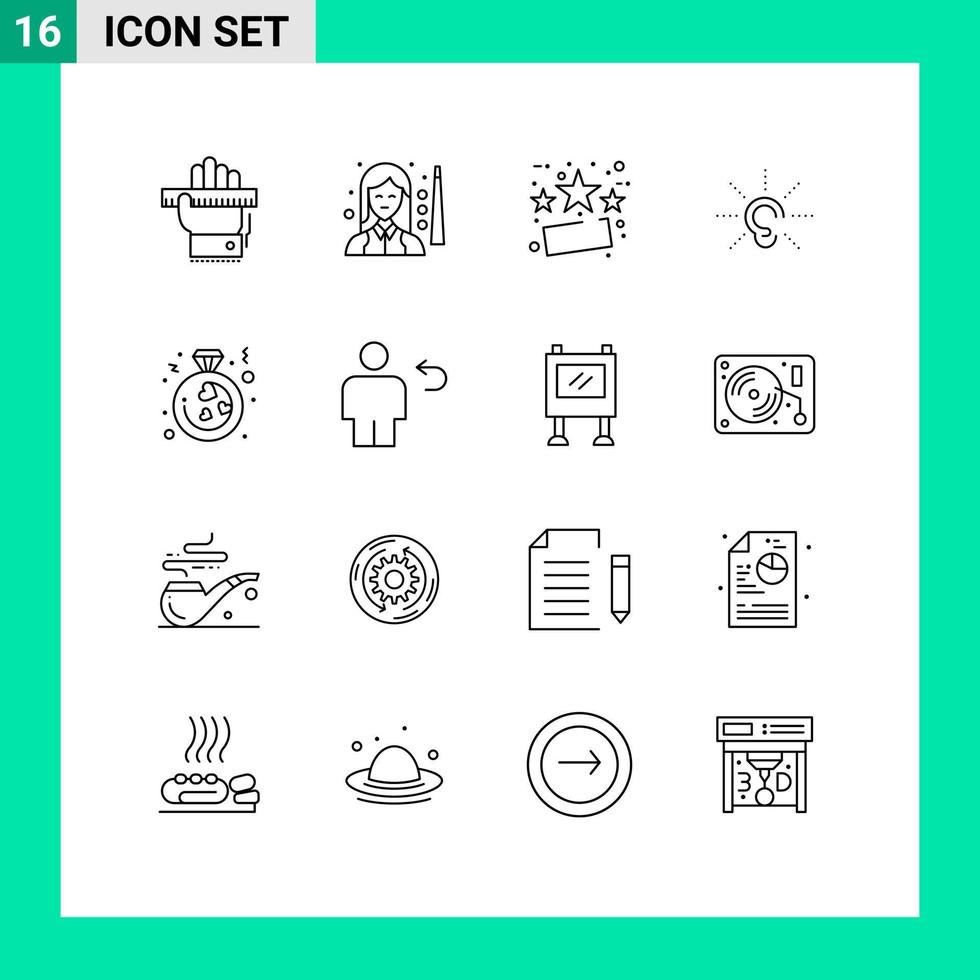 aperçu de l'interface mobile ensemble de 16 pictogrammes d'éléments de conception vectoriels modifiables de pourcentage de sensibilisation au billard d'oreille auditive vecteur