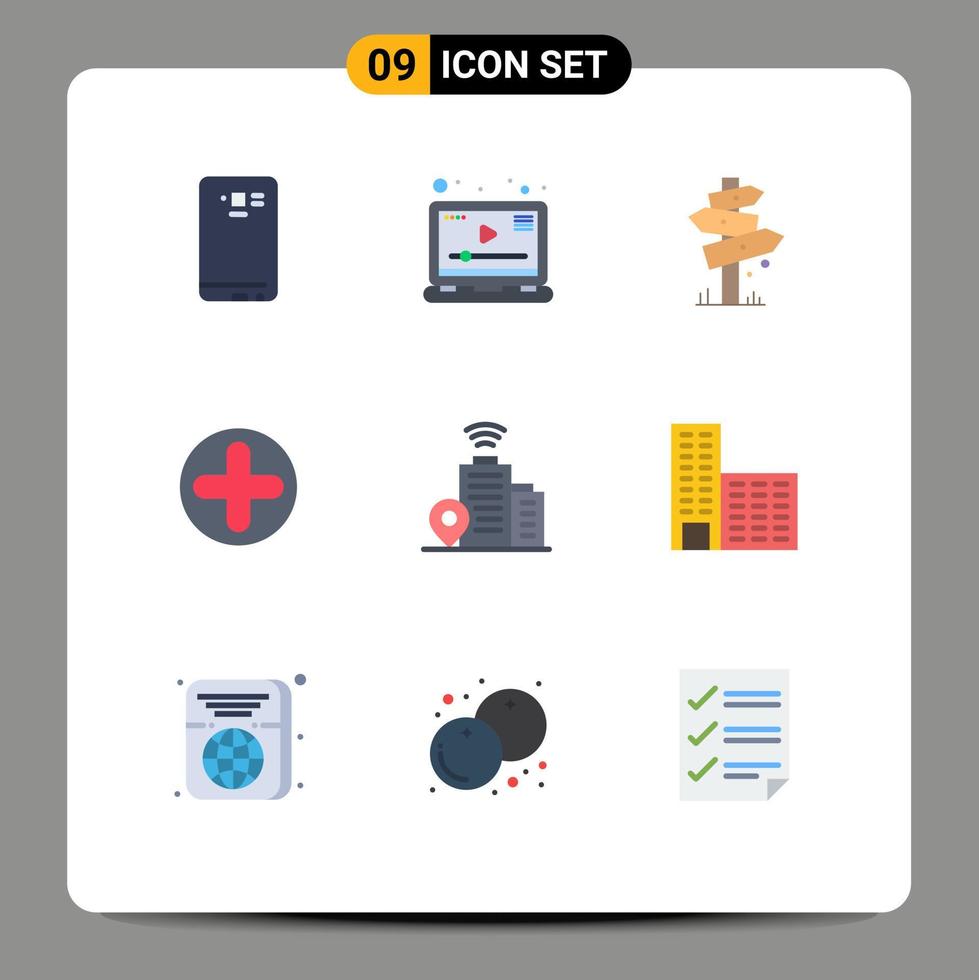 ensemble de 9 symboles d'icônes d'interface utilisateur modernes signes pour le marketing de signe médical plus signe éléments de conception vectoriels modifiables vecteur