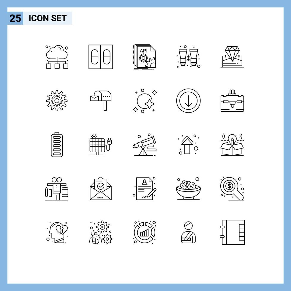 ensemble de 25 lignes vectorielles sur la grille pour la recherche d'applications de voyage en diamant éléments de conception vectoriels modifiables binoculaires vecteur