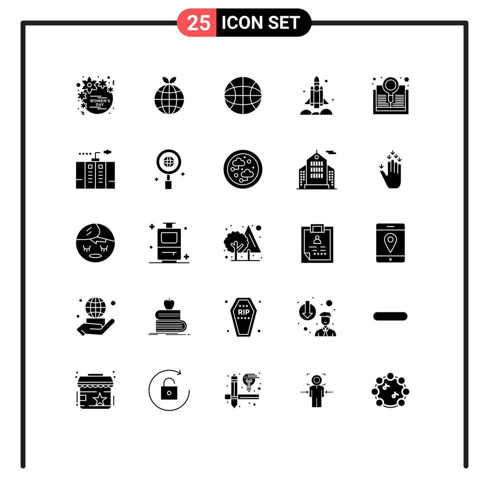 25 icônes créatives signes et symboles modernes d'exploration usa globe transport fusée éléments de conception vectoriels modifiables vecteur