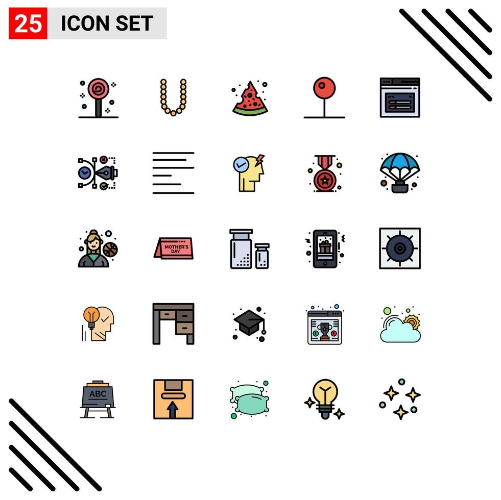 25 icônes créatives signes et symboles modernes de web internet pizza médias multimédia éléments de conception vectoriels modifiables vecteur
