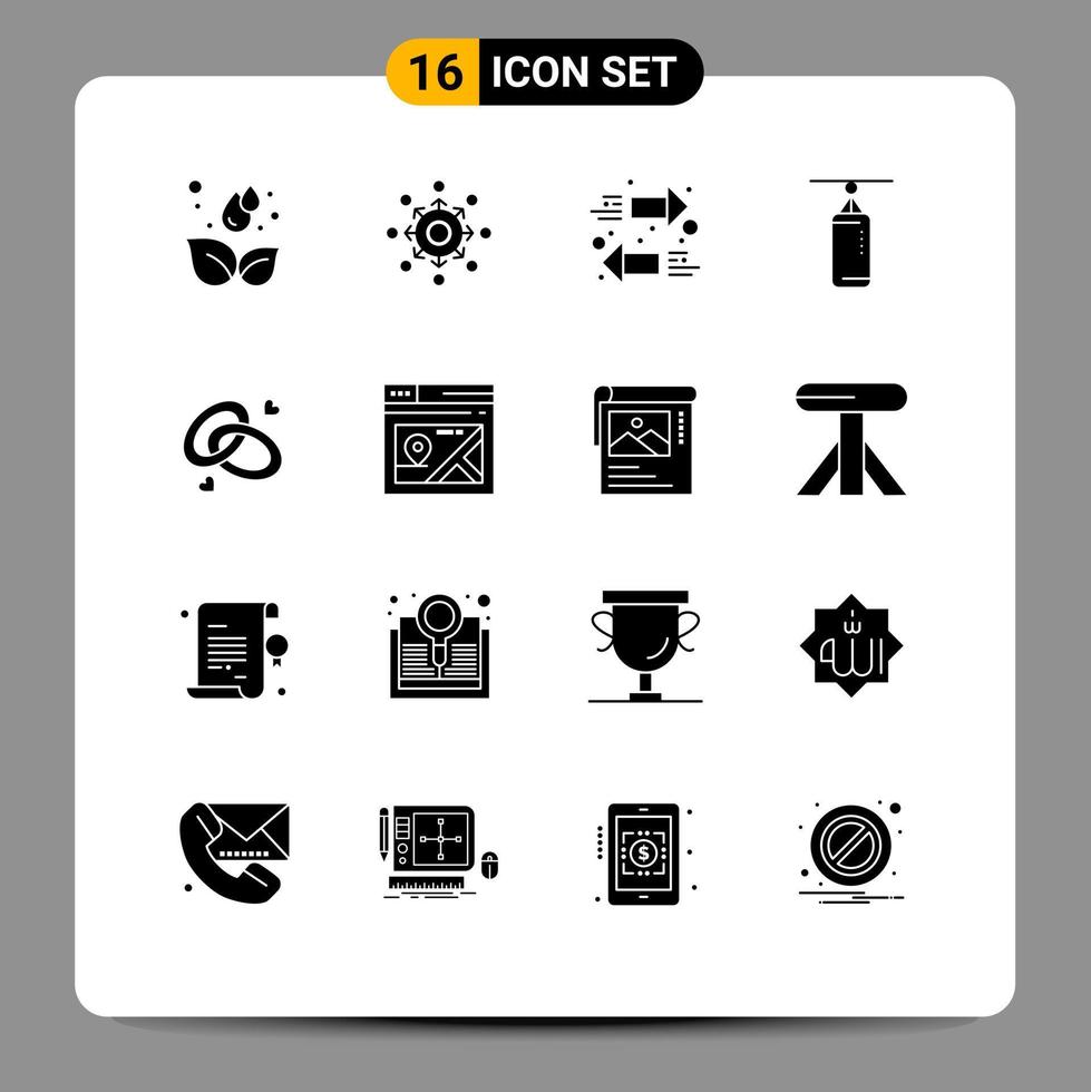pack d'icônes vectorielles stock de 16 signes et symboles de ligne pour l'engagement poinçonnage présentation sac de frappe éléments de conception vectoriels modifiables vecteur
