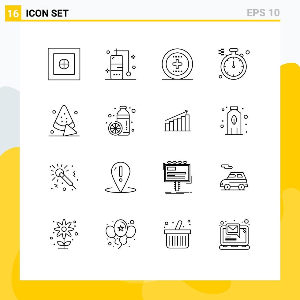 ensemble de pictogrammes de 16 contours simples de boisson diététique ui alimentaire nord éléments de conception vectoriels modifiables vecteur