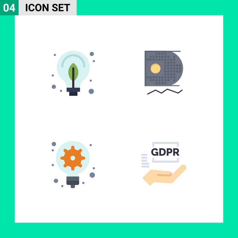 pack d'icônes vectorielles stock de 4 signes et symboles de ligne pour les données d'ampoule d'idée d'énergie scince ampoule éléments de conception vectoriels modifiables vecteur