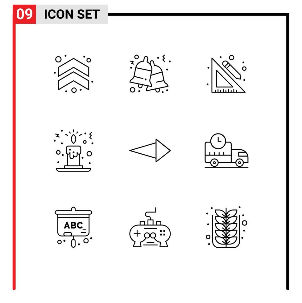 pack de lignes vectorielles modifiables de 9 contours simples de la prochaine flèche éducation bougie bougie éléments de conception vectoriels modifiables vecteur