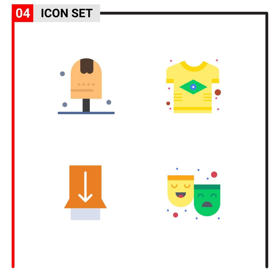 ensemble de 4 pack d'icônes plates commerciales pour et tshirt cuisine éléments de conception vectoriels modifiables de diapositive brésilienne vecteur