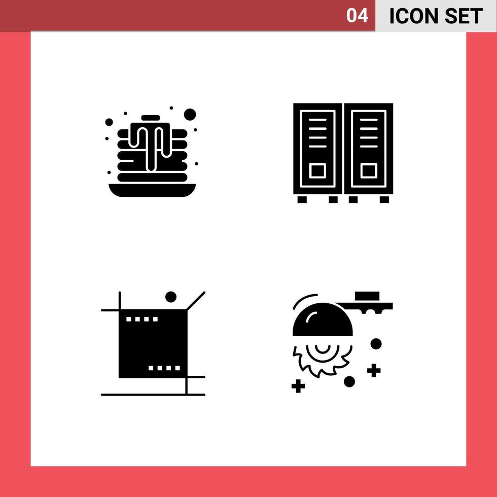 ensemble moderne de glyphes et de symboles solides tels que des outils de lecture d'éducation graphique de dessert éléments de conception vectoriels modifiables vecteur