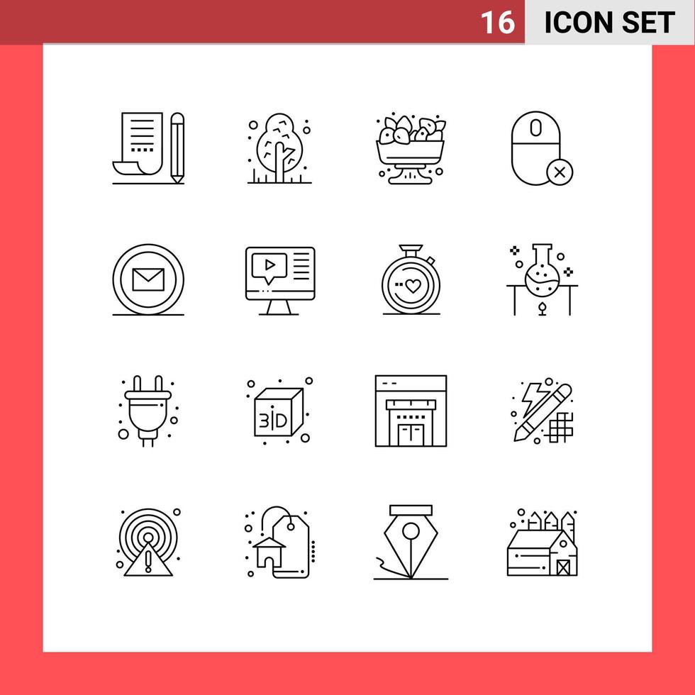 ensemble moderne de 16 contours et symboles tels que les dispositifs d'arborescence de gadgets de souris éléments de conception vectoriels modifiables d'été vecteur