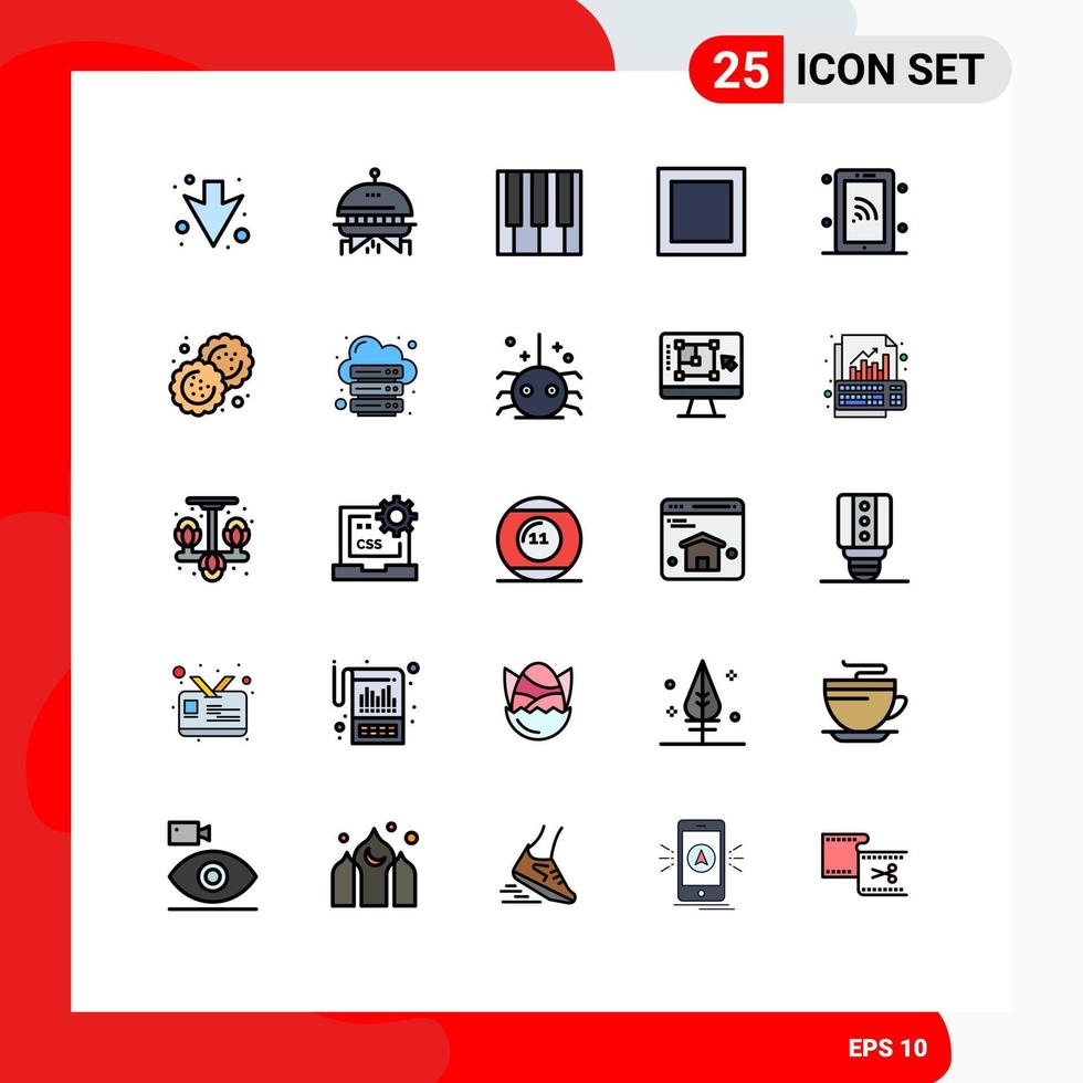 pack d'icônes vectorielles stock de 25 signes et symboles de ligne pour smartphone de musique de technologie de cuisson maximiser les éléments de conception vectoriels modifiables vecteur