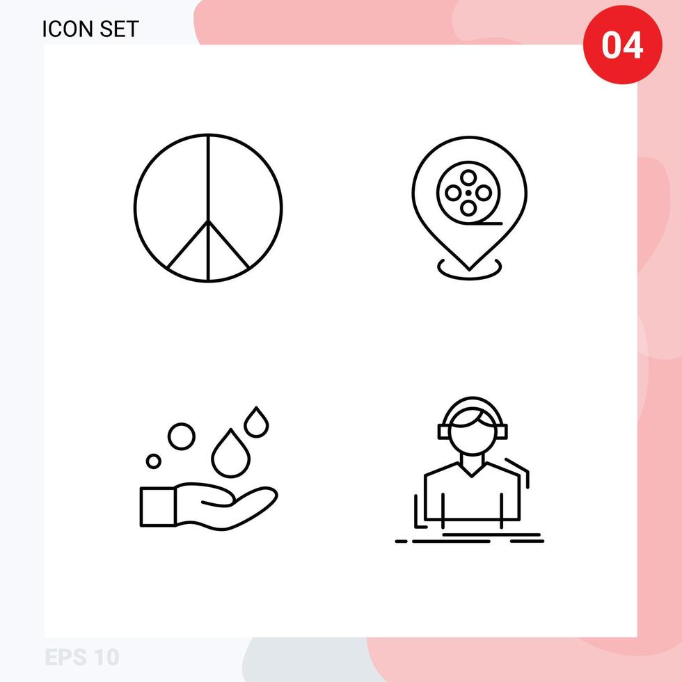 4 icônes créatives signes et symboles modernes de la liberté laver les écouteurs de nettoyage de cinéma éléments de conception vectoriels modifiables vecteur