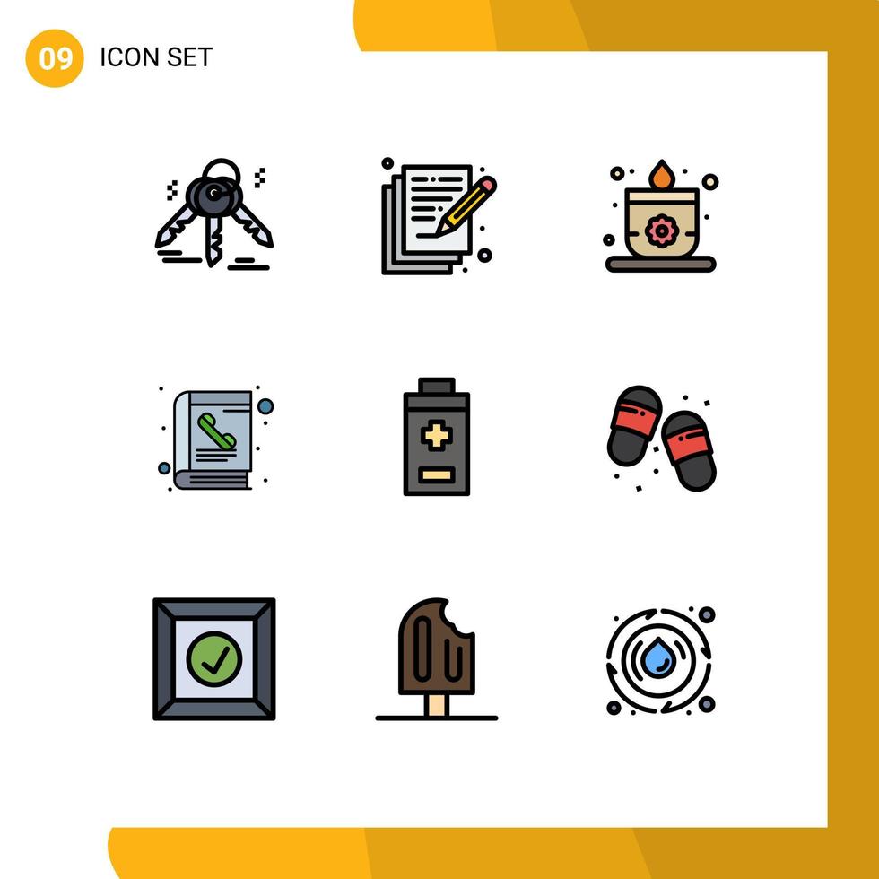 ensemble de 9 symboles d'icônes d'interface utilisateur modernes signes pour plage moins sauna batterie téléphone éléments de conception vectoriels modifiables vecteur