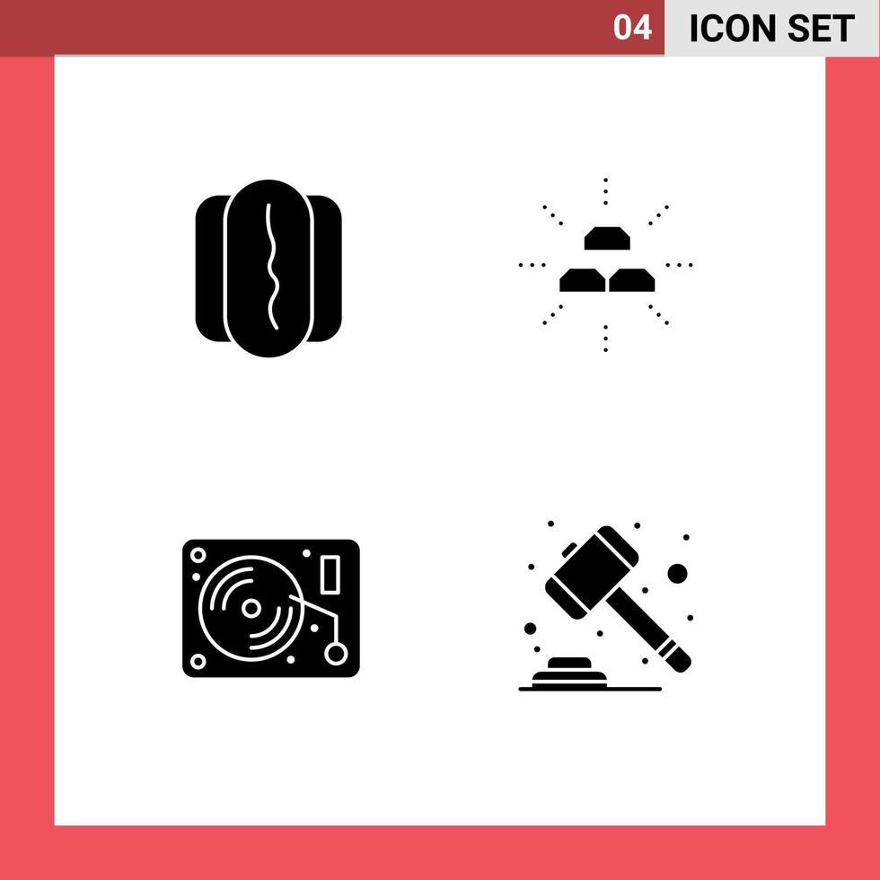 ensemble de 4 symboles d'icônes d'interface utilisateur modernes signes pour les barres d'art alimentaire revenus peinture éléments de conception vectoriels modifiables vecteur