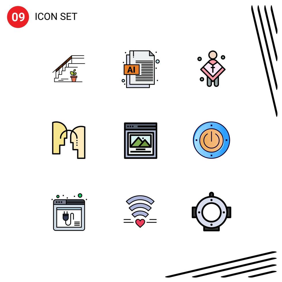 pack d'interface utilisateur de 9 couleurs plates de base remplies d'éléments de conception vectoriels modifiables pour le prédicateur en chef chrétien de l'interface vecteur