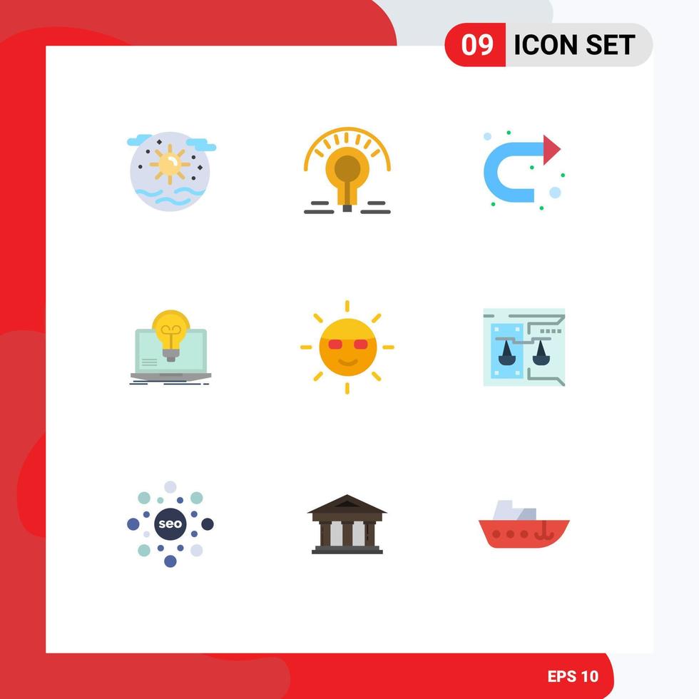 interface utilisateur pack de 9 couleurs plates de base de fichiers conseils pour ordinateur portable succès droit éléments de conception vectoriels modifiables vecteur