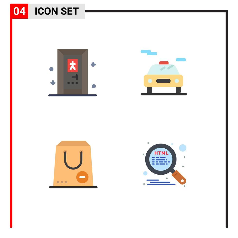 interface utilisateur pack de 4 icônes plates de base du paquet de salle de bain voiture commerce html éléments de conception vectoriels modifiables vecteur