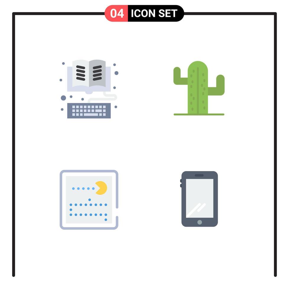 4 icônes plates vectorielles thématiques et symboles modifiables de la bibliothèque du concours de livres usa pacman éléments de conception vectoriels modifiables vecteur